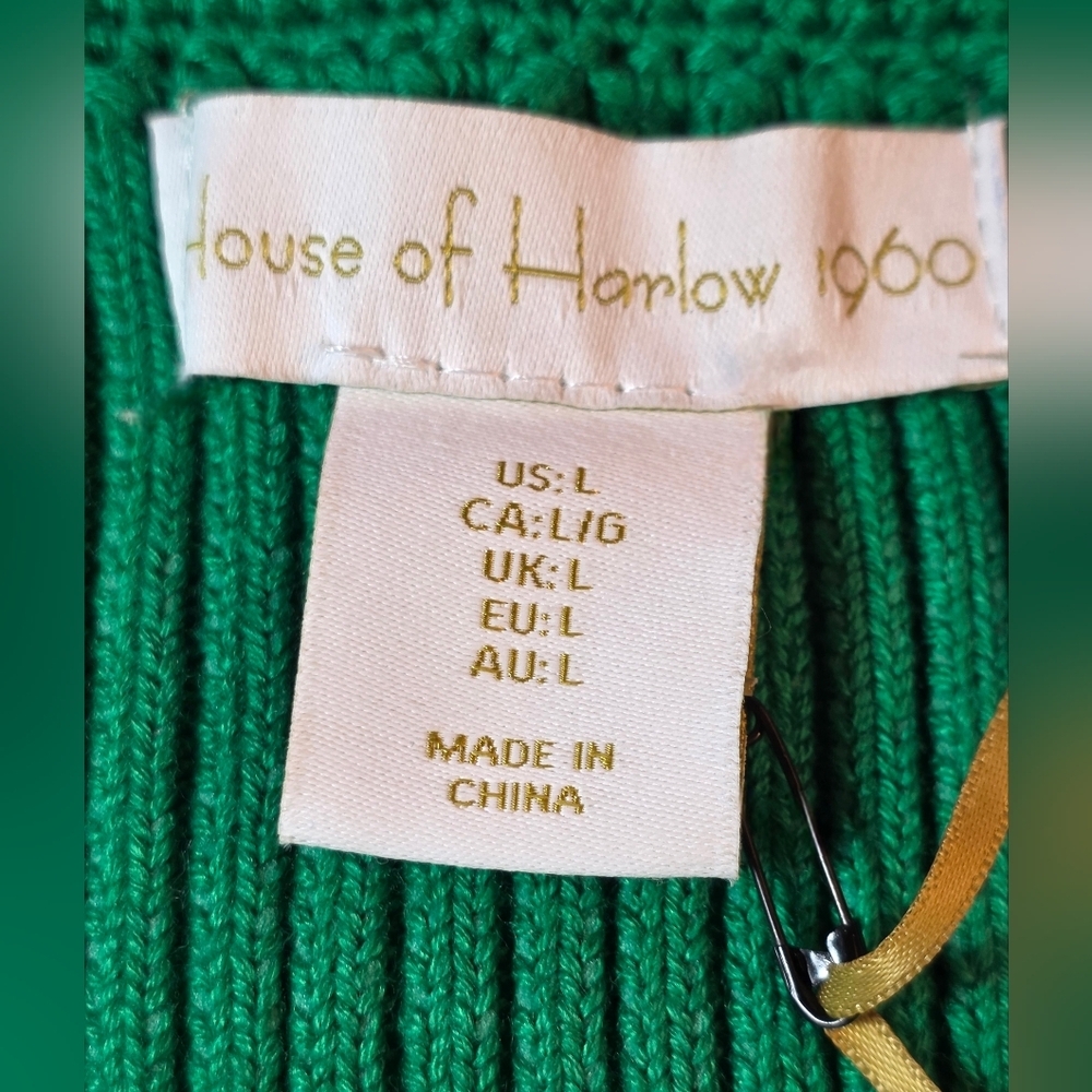 NWT House of Harlow 1960 Kelly Green Scalloped Crochet CropTank Top L - Picture 7 of 7